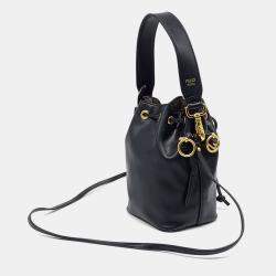 Pre Owned Fendi Black Leather Montrezo Bucket Bag Mini
