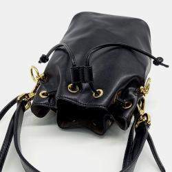Pre Owned Fendi Black Leather Montrezo Bucket Bag Mini