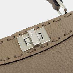 Pre Owned Fendi Brown Leather Selleria Peekaboo I SEE U Petite