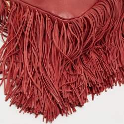 Pre Owned Fendi Red Leather F is Fendi Fringe Baguette Bag