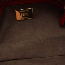 Pre Owned Fendi Red Leather F is Fendi Fringe Baguette Bag