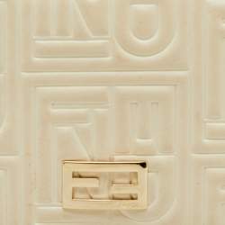 Pre Owned Fendi White Embossed Leather Chain Clutch Bag