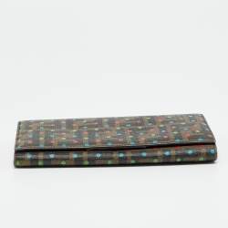 Pre Owned Fendi Tobacco Zucca Coated Canvas Polka Dot Flap Continental Wallet