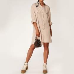 Pre Owned Fendi Brown Shearling Fur and Leather Mini Mon Tresor Drawstring Bucket Bag
