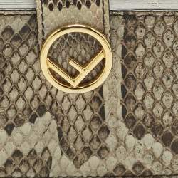 Pre Owned Fendi Grey Python and Leather F is Fendi Card Case