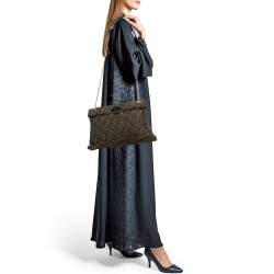 Pre Owned Fendi Tobacco Zucca Canvas and Leather Maxi Baguette Flap Bag