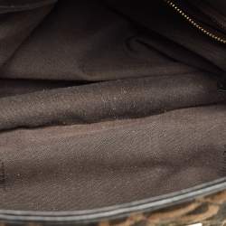 Pre Owned Fendi Tobacco Zucca Canvas and Leather Maxi Baguette Flap Bag