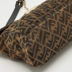 Pre Owned Fendi Tobacco Zucca Canvas and Leather Maxi Baguette Flap Bag