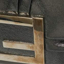 Pre Owned Fendi Metallic Grey Shimmer Leather Mia Pochette Bag