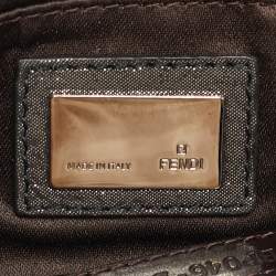 Pre Owned Fendi Metallic Grey Shimmer Leather Mia Pochette Bag