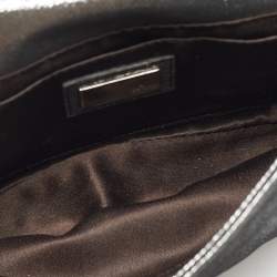 Pre Owned Fendi Metallic Grey Shimmer Leather Mia Pochette Bag