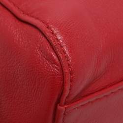 Pre Owned Fendi Red Leather Mini Peekaboo Top Handle Bag