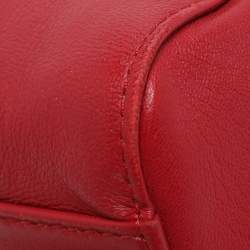Pre Owned Fendi Red Leather Mini Peekaboo Top Handle Bag