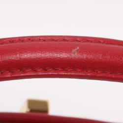 Pre Owned Fendi Red Leather Mini Peekaboo Top Handle Bag