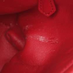 Pre Owned Fendi Red Leather Mini Peekaboo Top Handle Bag