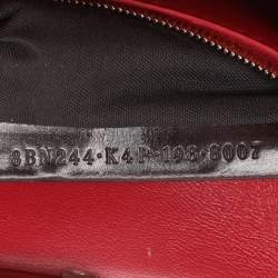 Pre Owned Fendi Red Leather Mini Peekaboo Top Handle Bag
