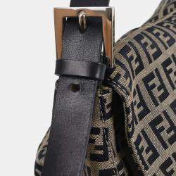 Pre Owned Fendi Navy Gray Zucchino Mamma Baguette Handbag