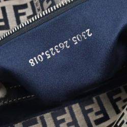 Pre Owned Fendi Navy Gray Zucchino Mamma Baguette Handbag