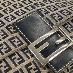 Pre Owned Fendi Navy Gray Zucchino Mamma Baguette Handbag