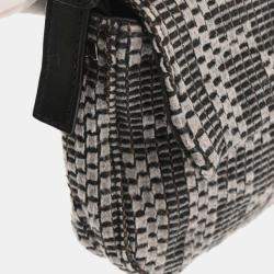 Pre Owned Fendi Gray Felt Zucca Baguette Handbag