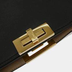 Pre Owned Fendi Black Leather Peekaboo 2way Handbag