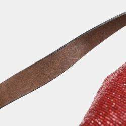 Pre Owned Fendi Red Beaded Mamma Baguette Handbag