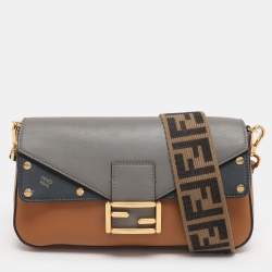 Pre Owned Fendi Multicolor Leather Medium Flip Baguette Crossbody Bag
