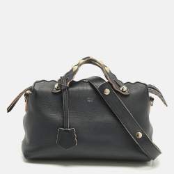 Pre Owned Fendi Navy Blue Leather Medium By The Way Scalloped Bag