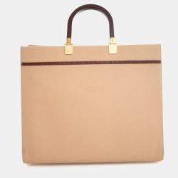 Pre Owned Fendi Medium Brown Canvas Sunshine Shopper Tote
