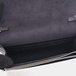 Pre Owned Fendi Karl Lagerfeld Black Calf Leather Wallet On Chain