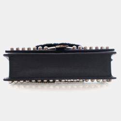Pre Owned Fendi Karl Lagerfeld Black Calf Leather Wallet On Chain
