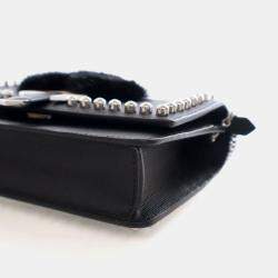 Pre Owned Fendi Karl Lagerfeld Black Calf Leather Wallet On Chain