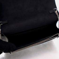Pre Owned Fendi Karl Lagerfeld Black Calf Leather Wallet On Chain