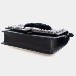 Pre Owned Fendi Karl Lagerfeld Black Calf Leather Wallet On Chain