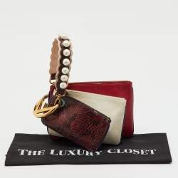 Pre Owned Fendi Multicolor Snakeskin and Leather Triplette Clutch Bag