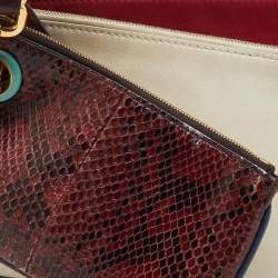 Pre Owned Fendi Multicolor Snakeskin and Leather Triplette Clutch Bag