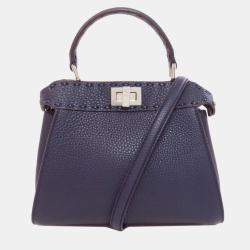 Pre Owned Fendi Peekaboo Mini Selleria Handbag In Calf Leather