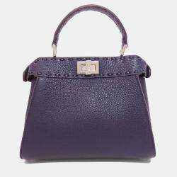 Pre Owned Fendi Peekaboo Mini Selleria Handbag In Calf Leather
