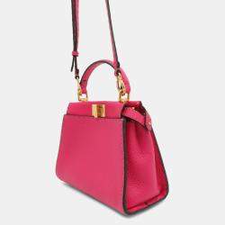 Pre Owned Fendi Selleria Peekaboo Mini Leather Shoulder Bag