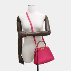 Pre Owned Fendi Selleria Peekaboo Mini Leather Shoulder Bag