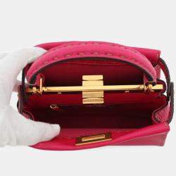 Pre Owned Fendi Selleria Peekaboo Mini Leather Shoulder Bag