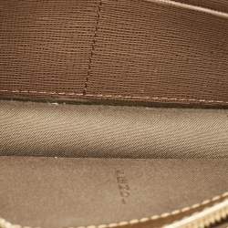 Pre Owned Fendi Gold Textured Leather Tube Wallet
