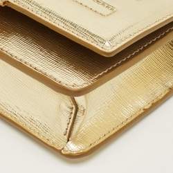 Pre Owned Fendi Gold Textured Leather Tube Wallet