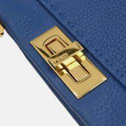 Pre Owned Fendi Blue Leather Peekaboo 2way Handbag