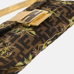 Pre Owned Fendi Gold Embroidered Zucca Baguette Handbag