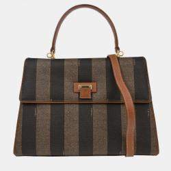 Pre Owned Fendi Black PVC Pequin 2way Handbag
