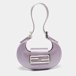 Pre Owned Fendi Lilac Satin Mini Cookie Bag