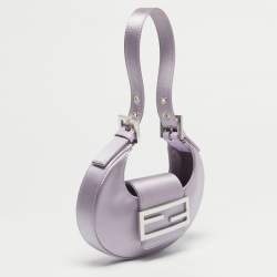 Pre Owned Fendi Lilac Satin Mini Cookie Bag