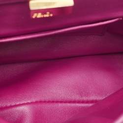 Pre Owned Fendi Fuchsia Leather Mini Peekaboo Top Handle Bag