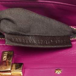 Pre Owned Fendi Fuchsia Leather Mini Peekaboo Top Handle Bag